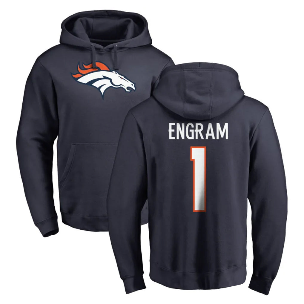 Parkc D.Broncos #1 Evan Engram Player Navy Pullover Hoodie Limited Stitched Jerseys
