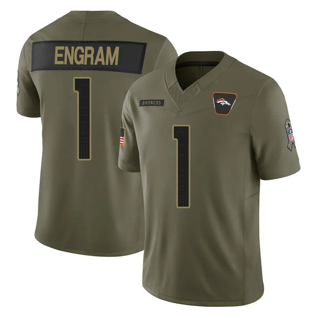 Parkc D.Broncos #1 Evan Engram Player Olive 2025 Salute To Service Limited Home Game Stitched Jerseys