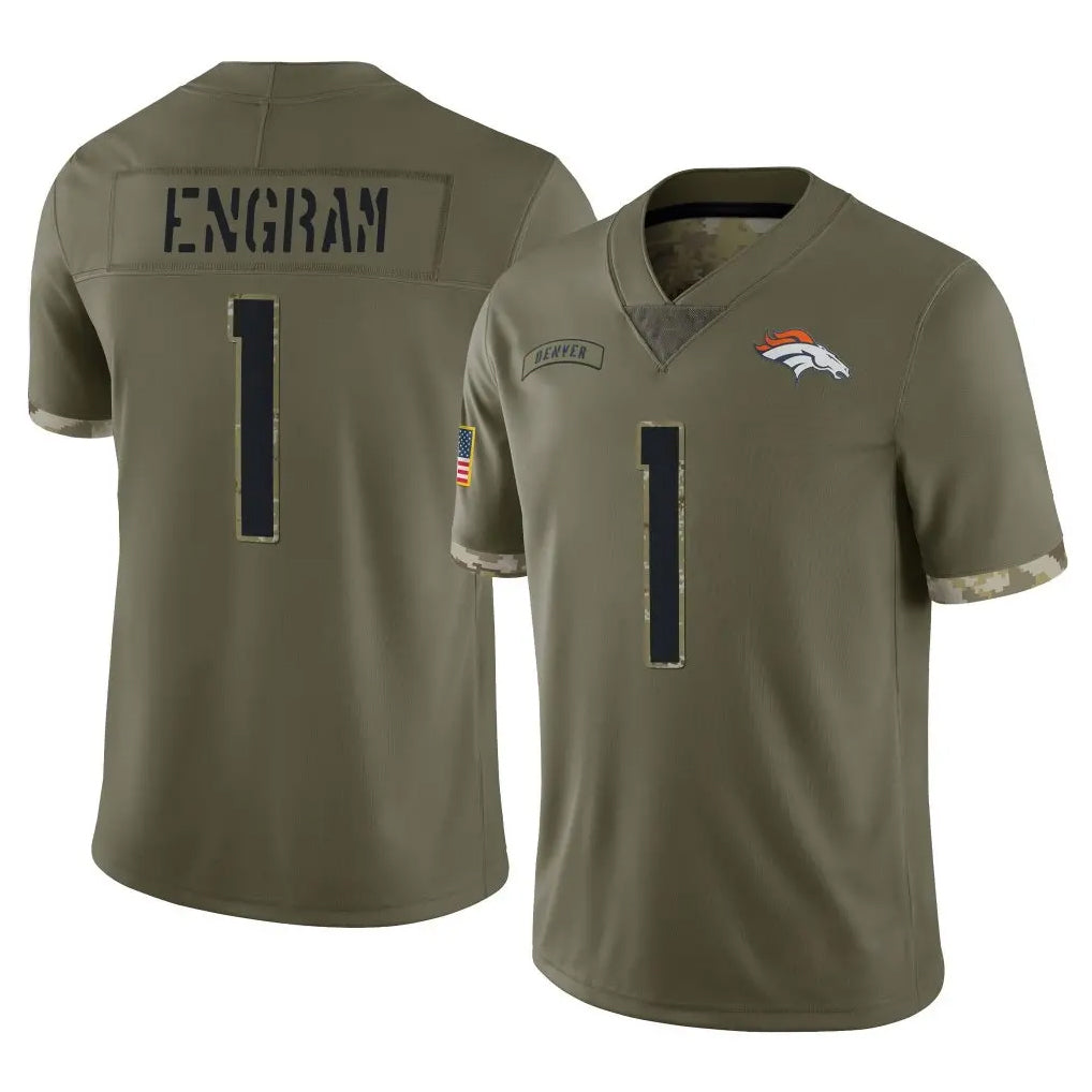 Parkc D.Broncos #1 Evan Engram Player Olive Salute To Service Limited Stitched Jerseys
