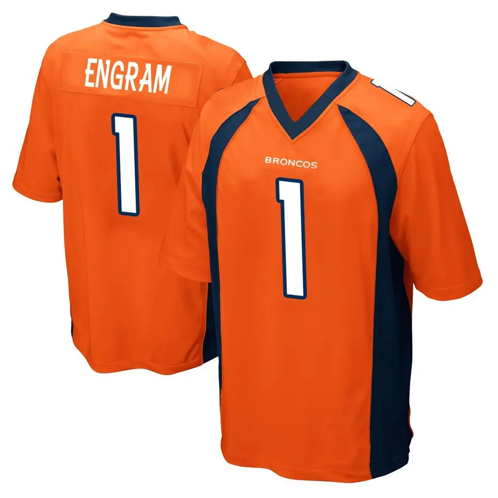 Parkc D.Broncos #1 Evan Engram Player Orange Color Home Game Stitched Jerseys