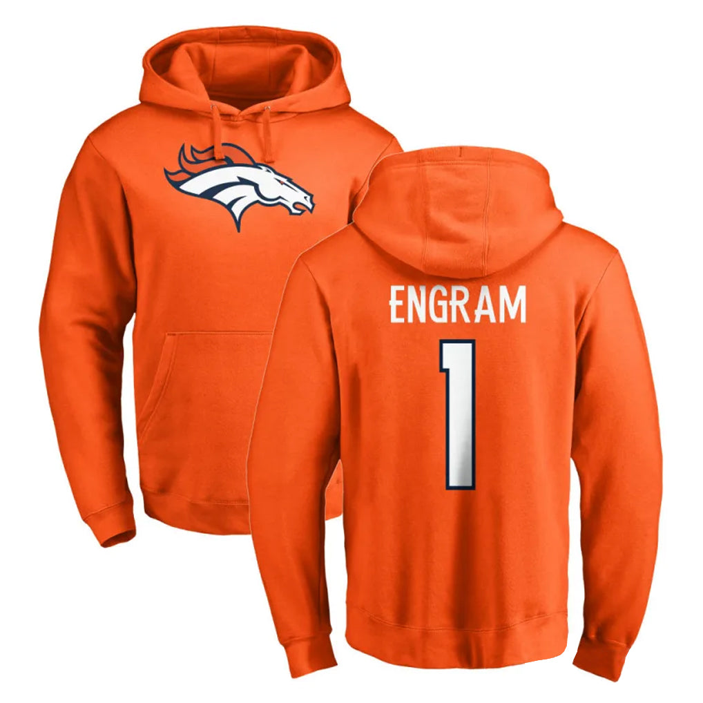 Parkc D.Broncos #1 Evan Engram Player Orange Pullover Hoodie Limited Stitched Jerseys