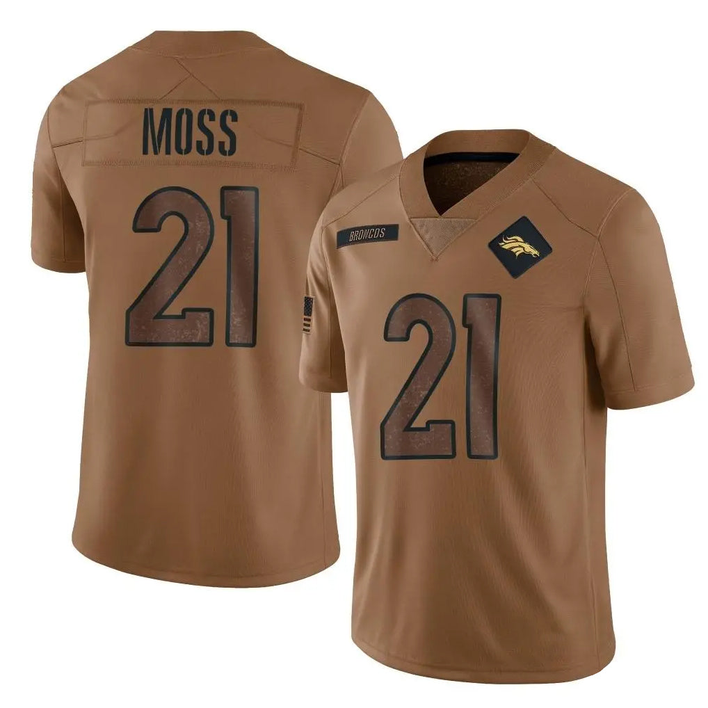 Parkc D.Broncos #21 Riley Moss Player Brown Salute To Service Limited Stitched Jerseys