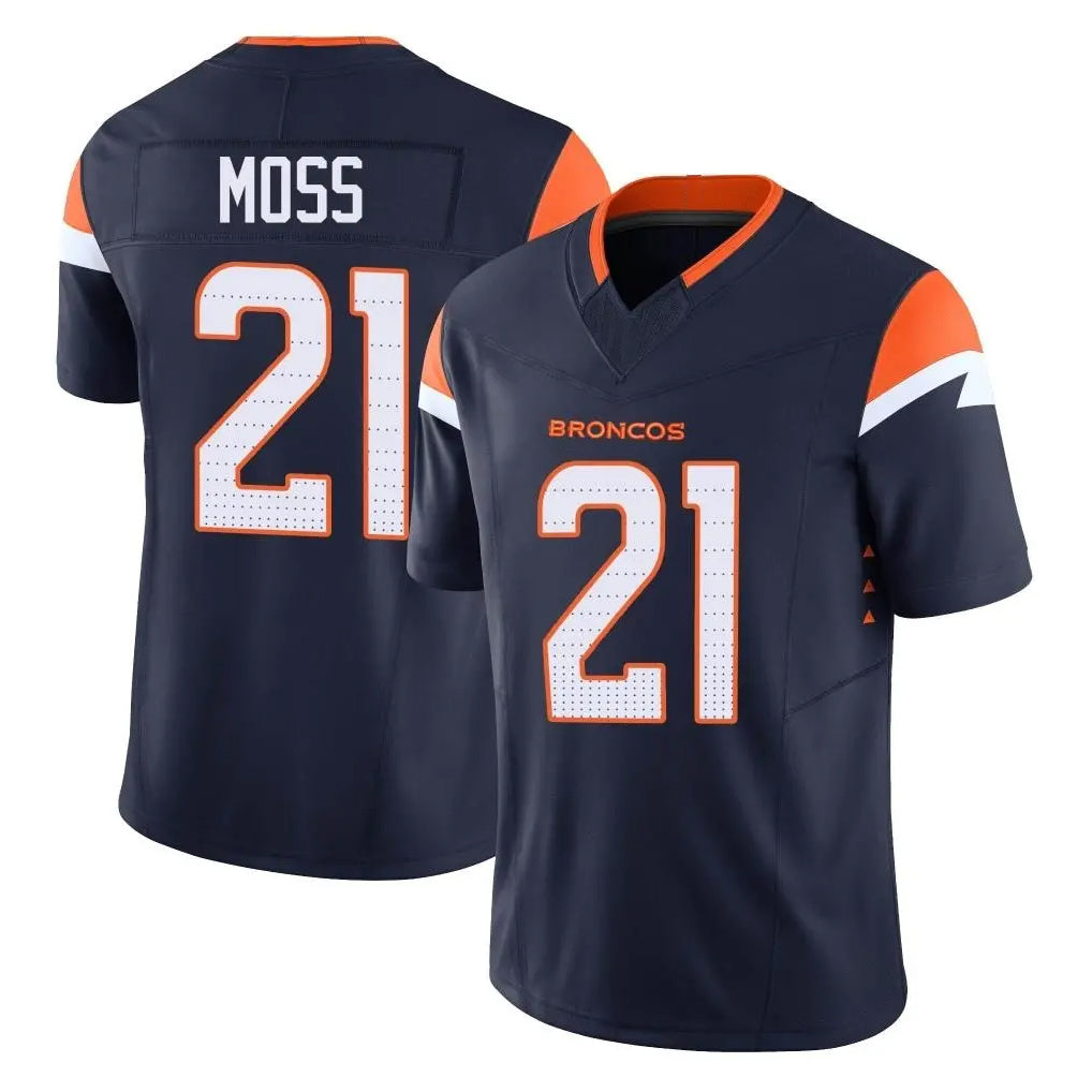 Parkc D.Broncos #21 Riley Moss Player Navy Limited Vapor F.U.S.E. Home Game Stitched Jerseys