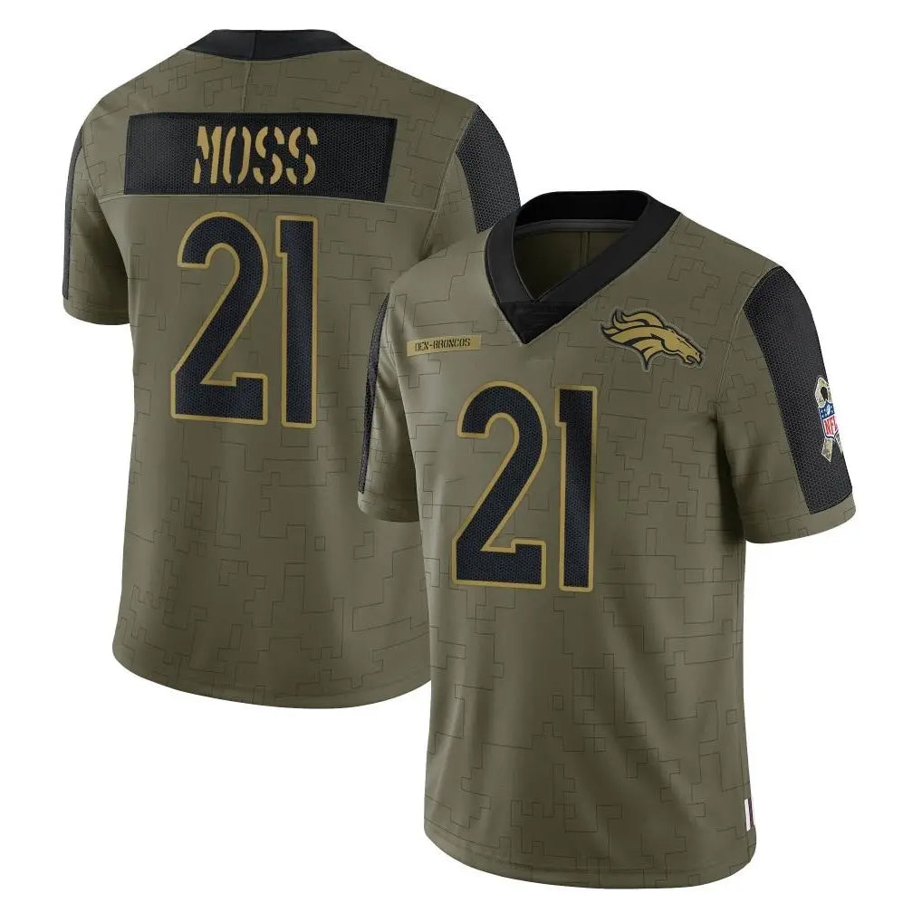 Parkc D.Broncos #21 Riley Moss Player Olive Salute To Service Limited Game Stitched Jerseys