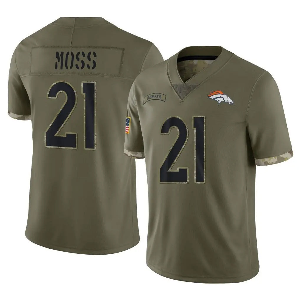 Parkc D.Broncos #21 Riley Moss Player Olive Salute To Service Limited Stitched Jerseys