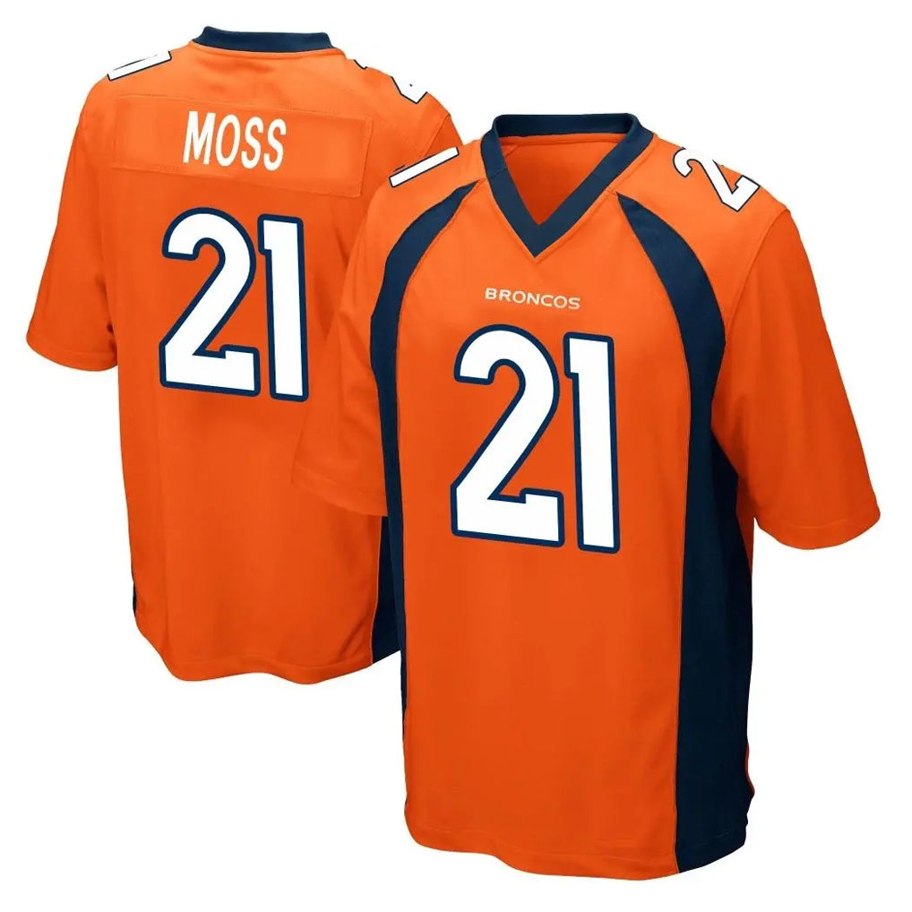 Parkc D.Broncos #21 Riley Moss Player Orange Color Home Game Stitched Jerseys
