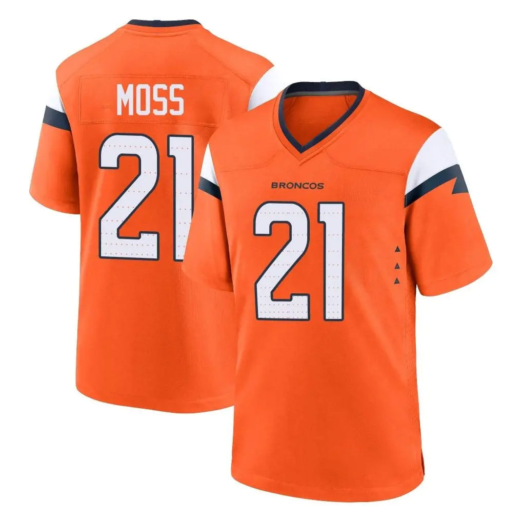 Parkc D.Broncos #21 Riley Moss Player Orange Home Game Stitched Jerseys