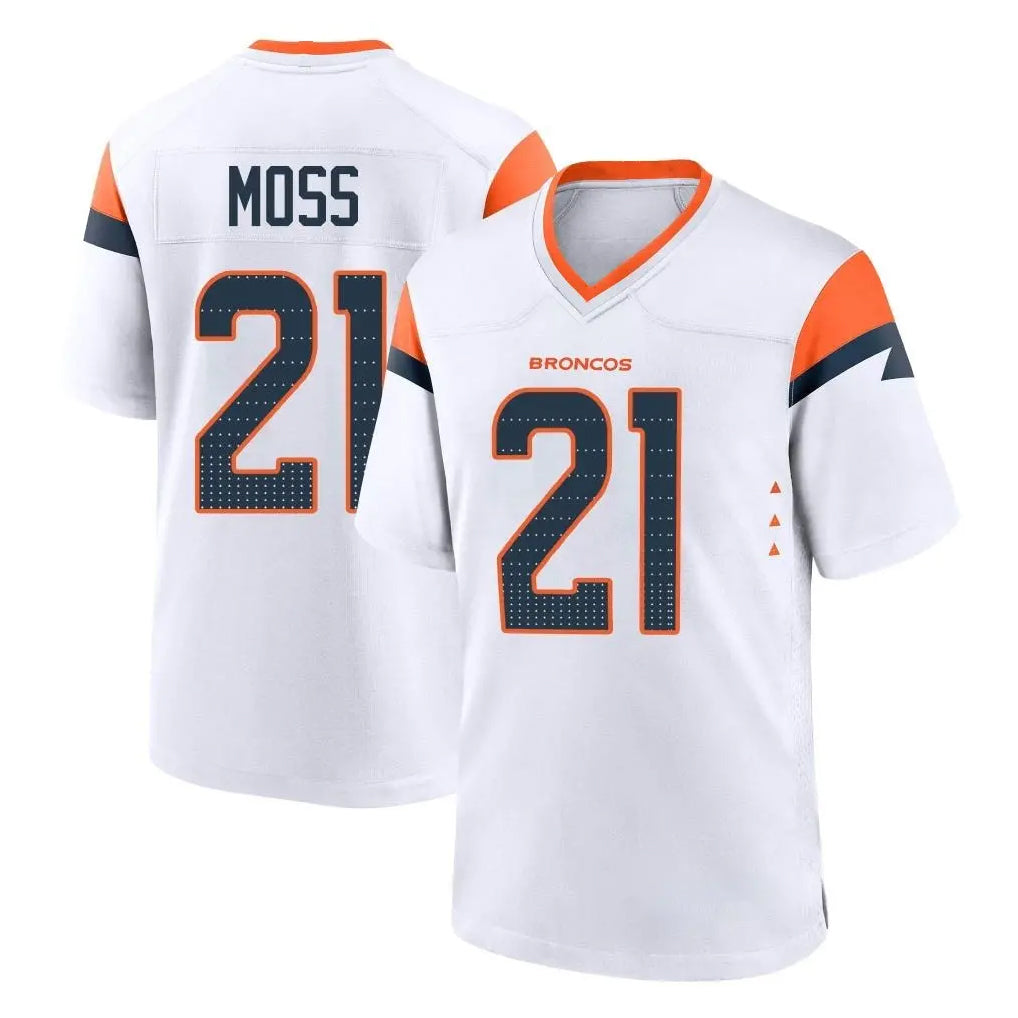 Parkc D.Broncos #21 Riley Moss Player White Home Game Stitched Jerseys