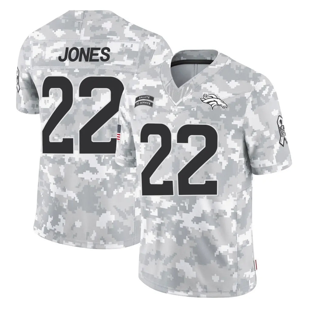 Parkc D.Broncos #22 Brandon Jones Player Arctic Camo Salute To Service Limited Stitched Jerseys