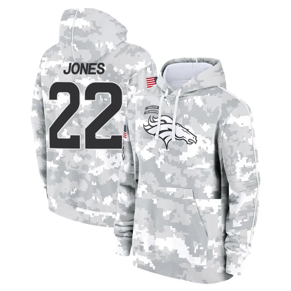 Parkc D.Broncos #22 Brandon Jones Player Arctic Camo Salute to Service Hoodies Limited Game Stitched Jerseys