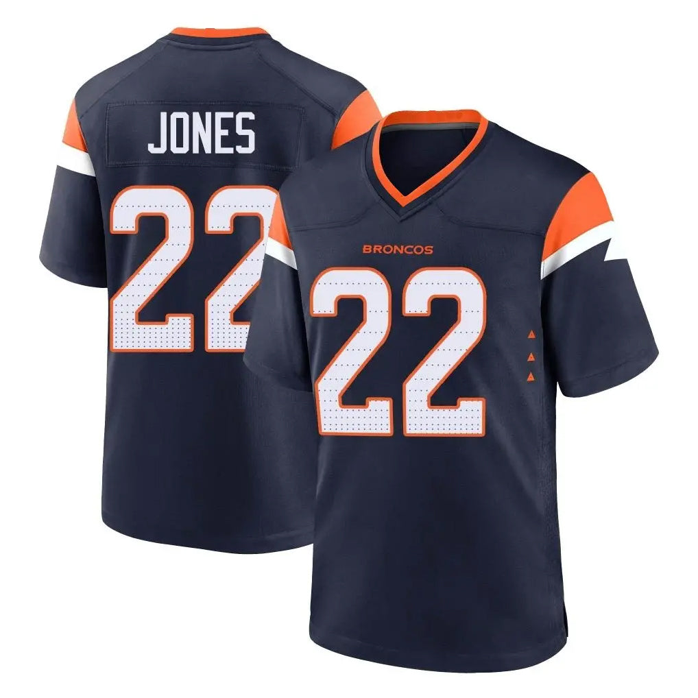 Parkc D.Broncos #22 Brandon Jones Player Navy Home Game Stitched Jerseys