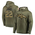 Parkc D.Broncos #22 Brandon Jones Player Olive Salute to Service Pullover Hoodies Home Game Stitched Jerseys