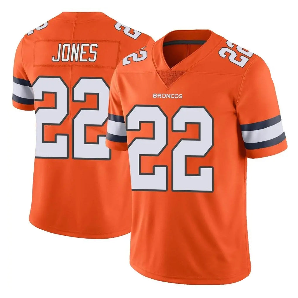 Parkc D.Broncos #22 Brandon Jones Player Orange Vapor Untouchable Limited Home Game Stitched Jerseys