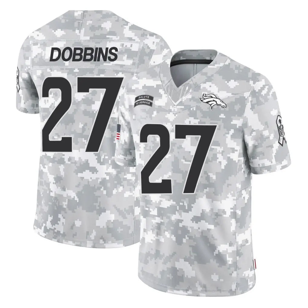Parkc D.Broncos #27 J.K. Dobbins Player Arctic Camo Salute To Service Limited Stitched Jerseys