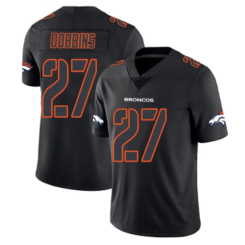 Parkc D.Broncos #27 J.K. Dobbins Player Black Impact Limited Game Stitched Jerseys
