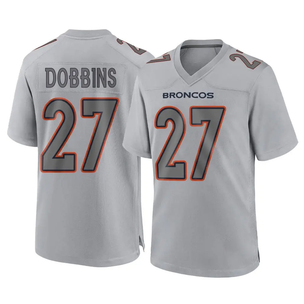 Parkc D.Broncos #27 J.K. Dobbins Player Gray Atmosphere Fashion Limited Game Stitched Jerseys
