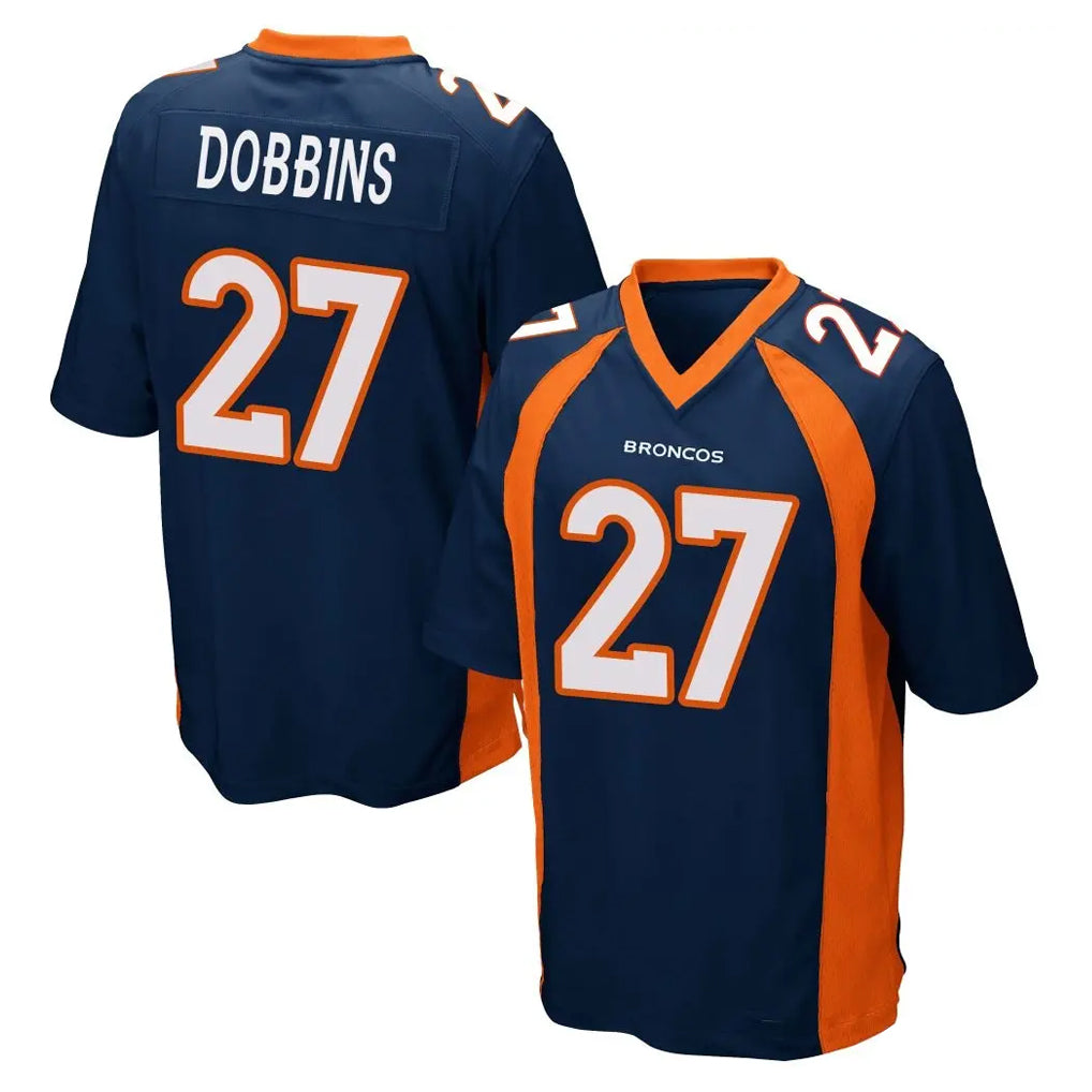 Parkc D.Broncos #27 J.K. Dobbins Player Navy Game Stitched Jerseys