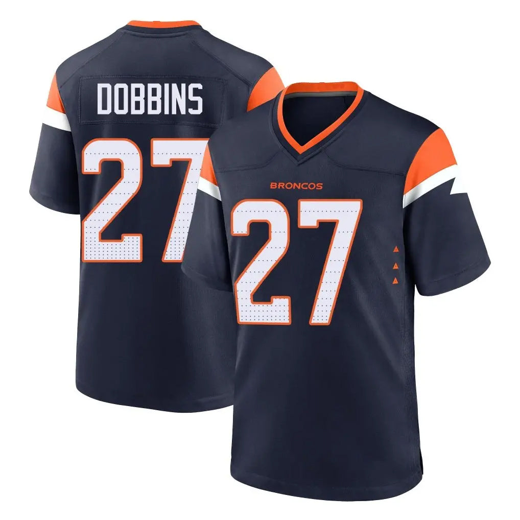 Parkc D.Broncos #27 J.K. Dobbins Player Navy Home Game Stitched Jerseys