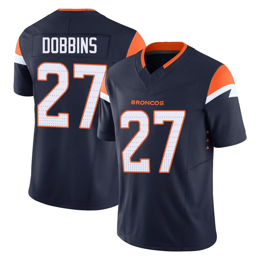 Parkc D.Broncos #27 J.K. Dobbins Player Navy Limited Vapor F.U.S.E. Home Game Stitched Jerseys
