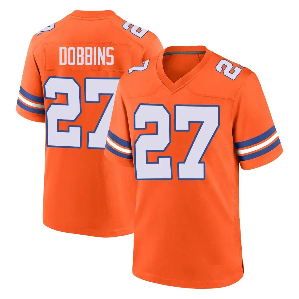 Parkc D.Broncos #27 J.K. Dobbins Player Orange Alternate Collection Throwback Game Stitched Jerseys