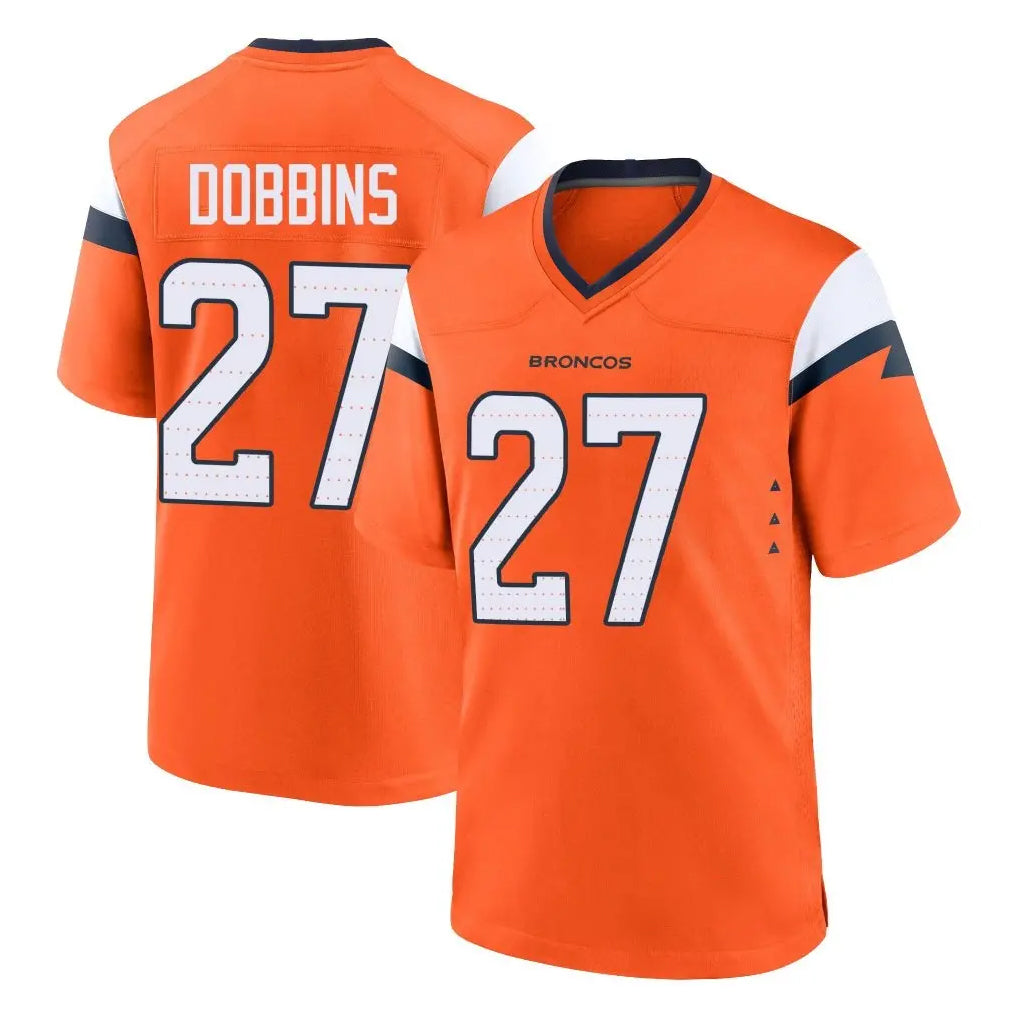 Parkc D.Broncos #27 J.K. Dobbins Player Orange Home Game Stitched Jerseys