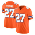 Parkc D.Broncos #27 J.K. Dobbins Player Orange Limited Alternate Vapor F.U.S.E. Throwback Game Stitched Jerseys