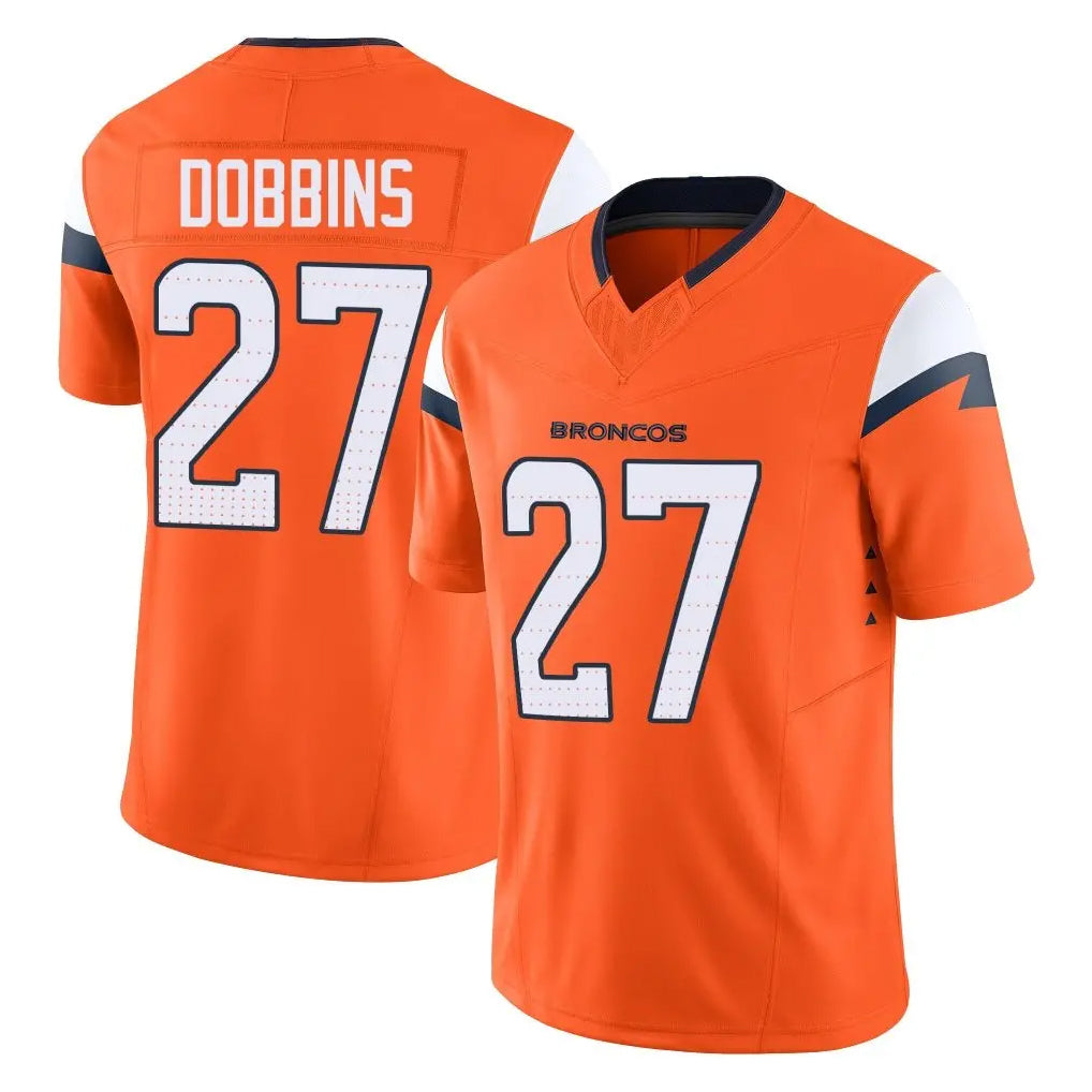 Parkc D.Broncos #27 J.K. Dobbins Player Orange Vapor F.U.S.E. Limited Home Game Stitched Jerseys
