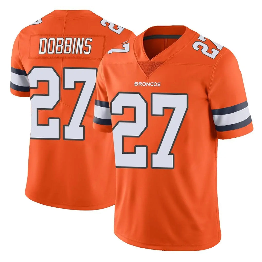 Parkc D.Broncos #27 J.K. Dobbins Player Orange Vapor Untouchable Limited Home Game Stitched Jerseys