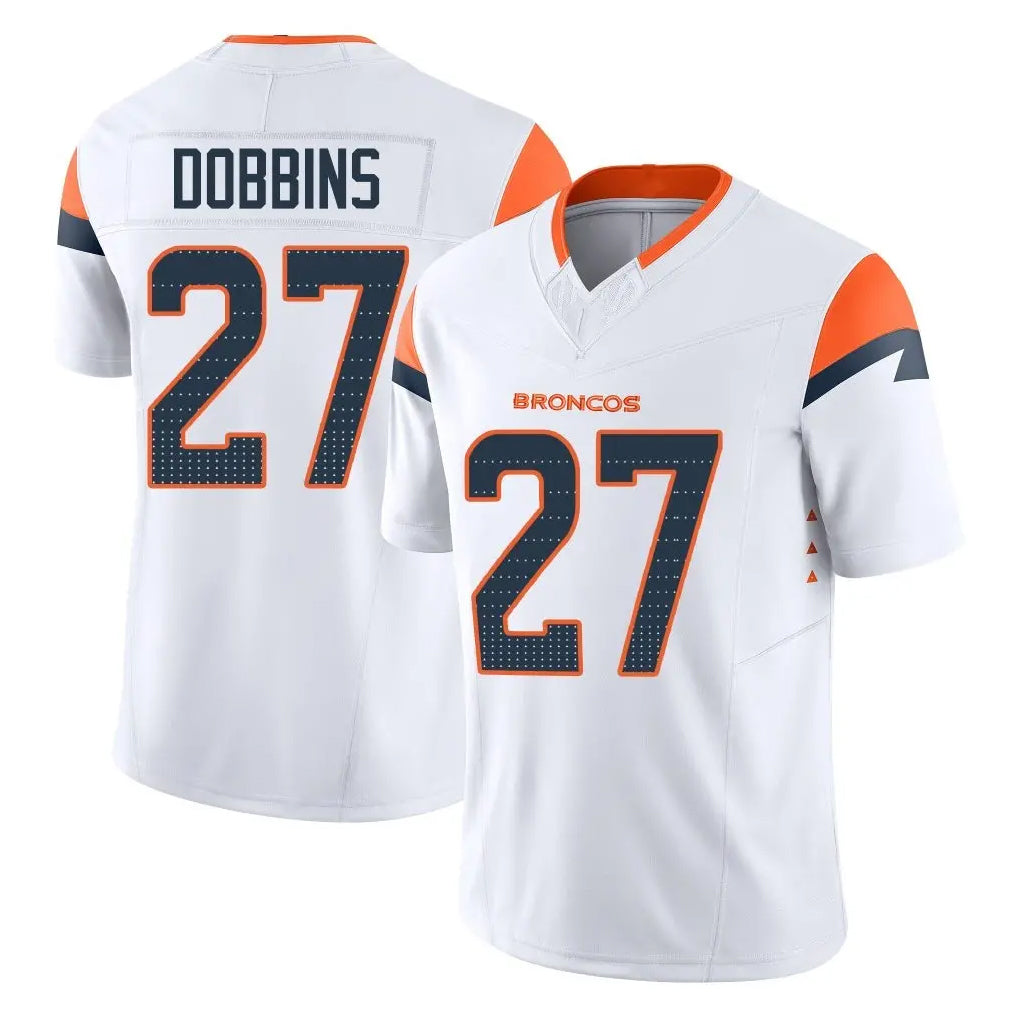 Parkc D.Broncos #27 J.K. Dobbins Player White Limited Vapor F.U.S.E. Home Game Stitched Jerseys