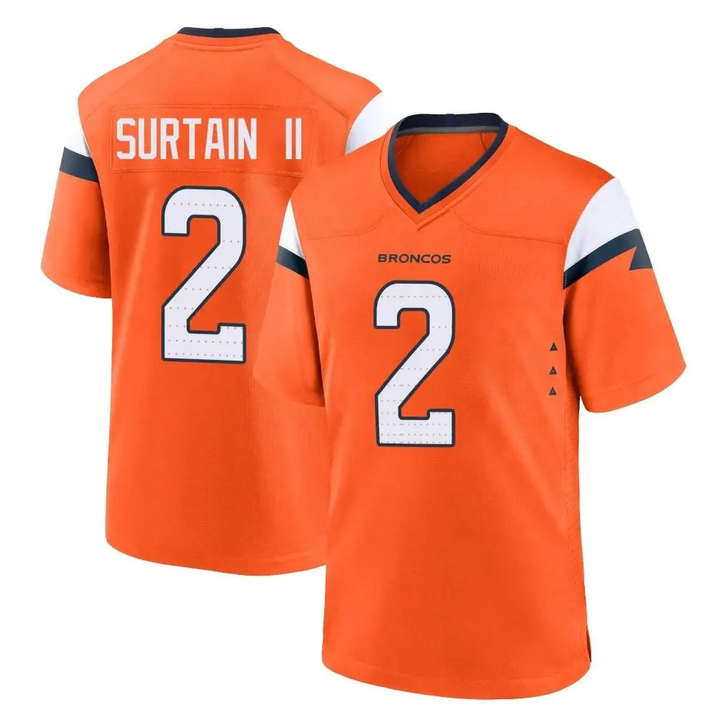 Parkc D.Broncos #2 Pat Surtain II Cooper Player Orange Home Game Stitched Jerseys