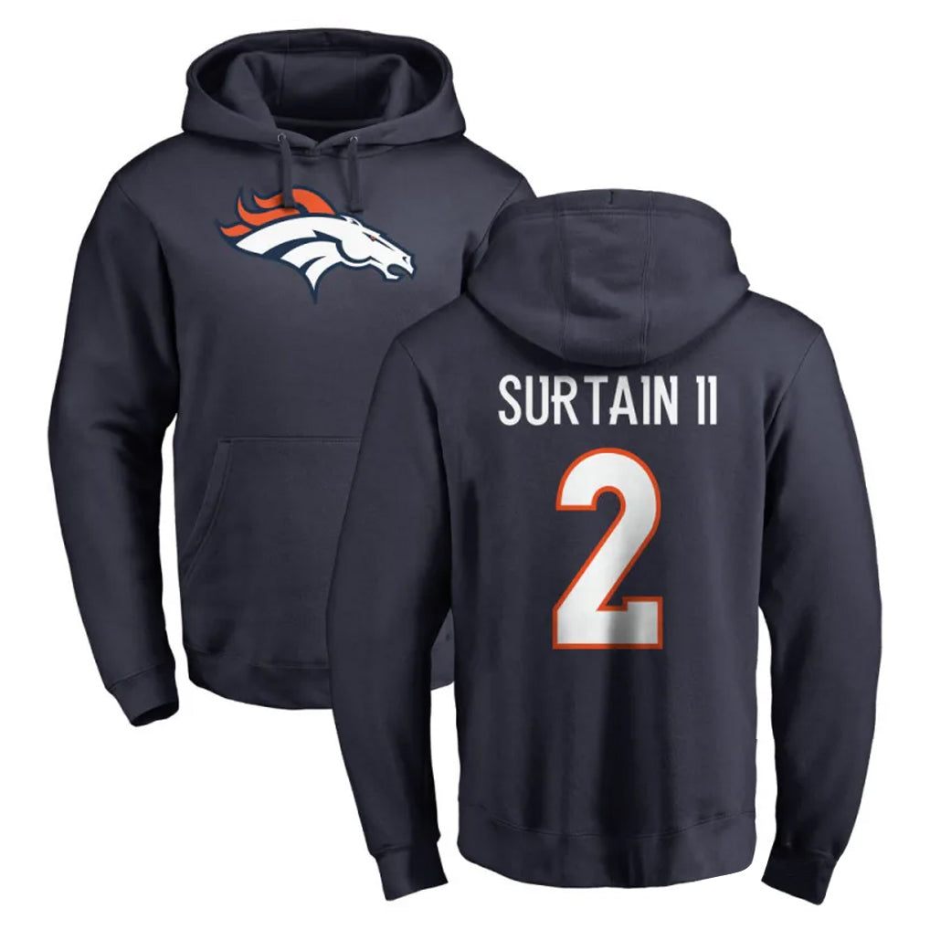 Parkc D.Broncos #2 Pat Surtain II Player Navy Pullover Hoodie Limited Stitched Jerseys