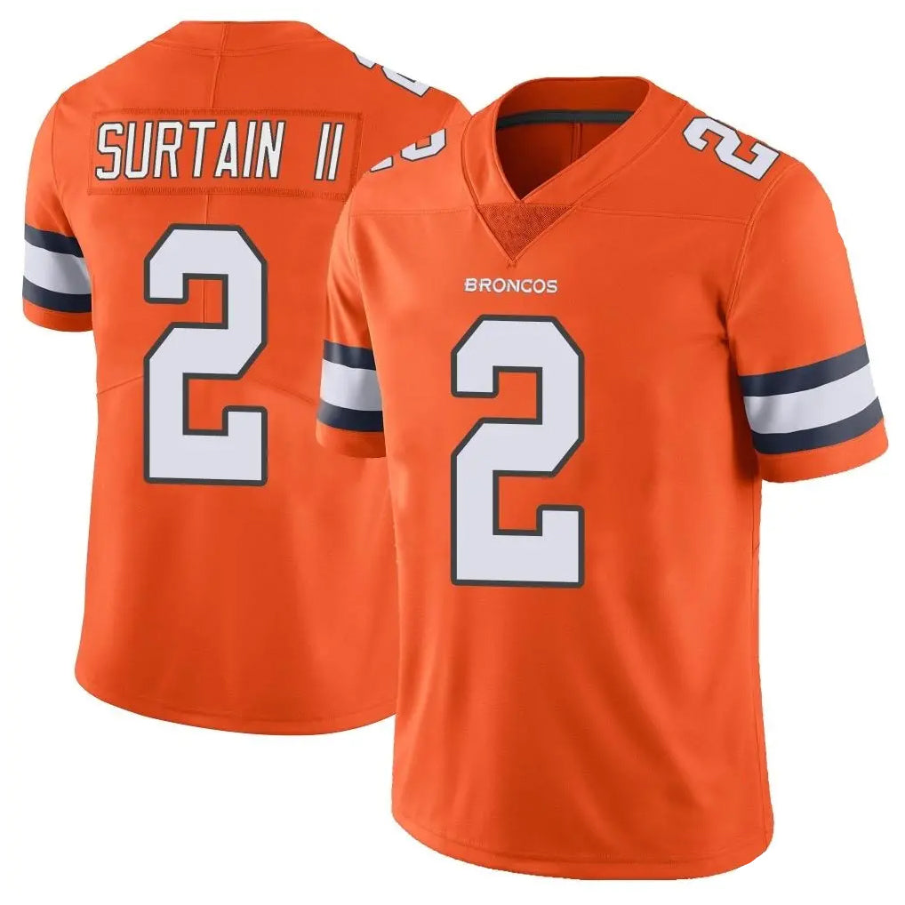 Parkc D.Broncos #2 Pat Surtain II Player Orange Vapor Untouchable Limited Home Game Stitched Jerseys