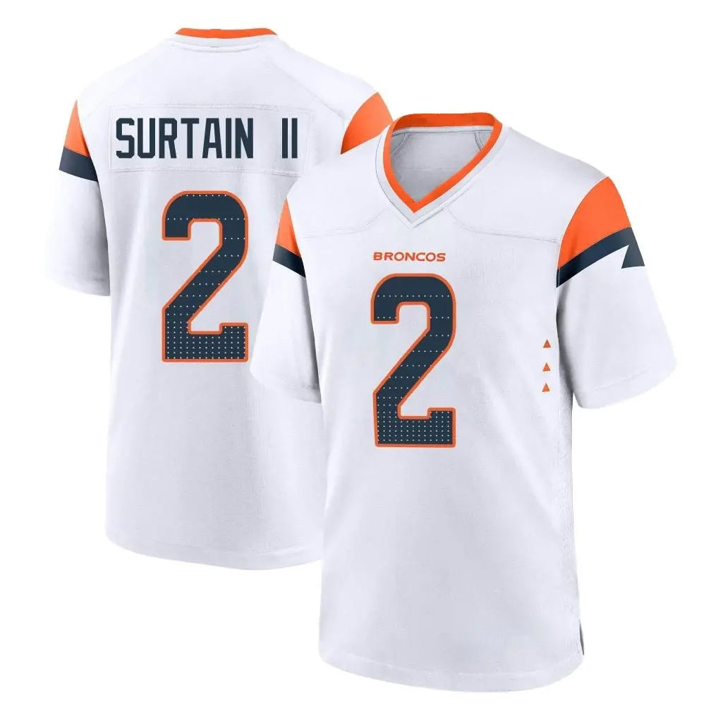 Parkc D.Broncos #2 Pat Surtain II Player White Home Game Stitched Jerseys
