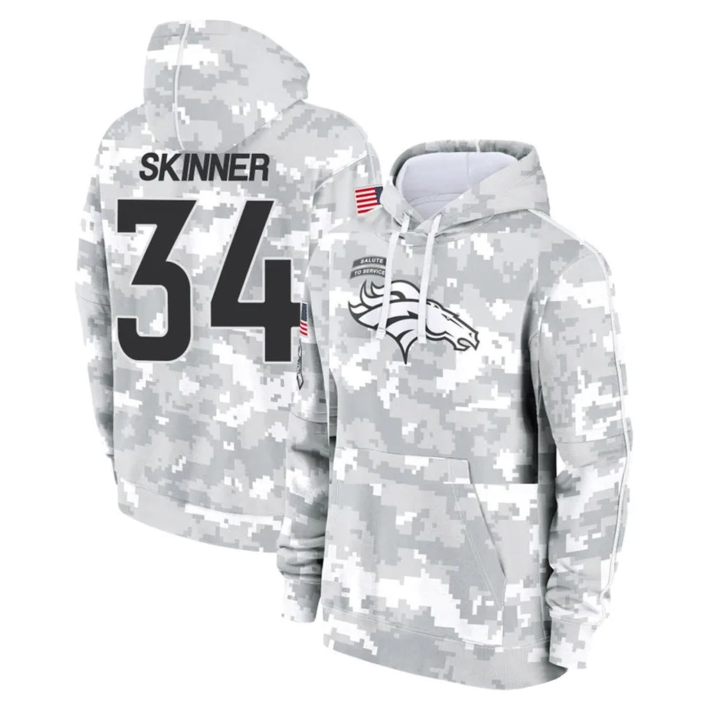 Parkc D.Broncos #34 JL Skinner Player Arctic Camo Salute to Service Hoodies Limited Game Stitched Jerseys