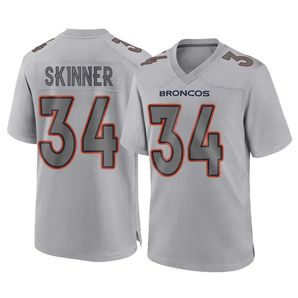 Parkc D.Broncos #34 JL Skinner Player Gray Atmosphere Fashion Limited Game Stitched Jerseys