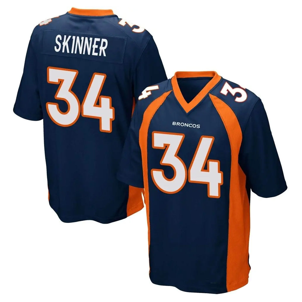 Parkc D.Broncos #34 JL Skinner Player Navy Game Stitched Jerseys
