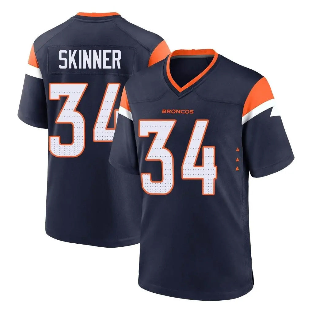 Parkc D.Broncos #34 JL Skinner Player Navy Home Game Stitched Jerseys