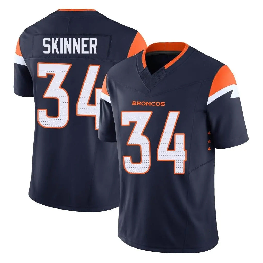 Parkc D.Broncos #34 JL Skinner Player Navy Limited Vapor F.U.S.E. Home Game Stitched Jerseys