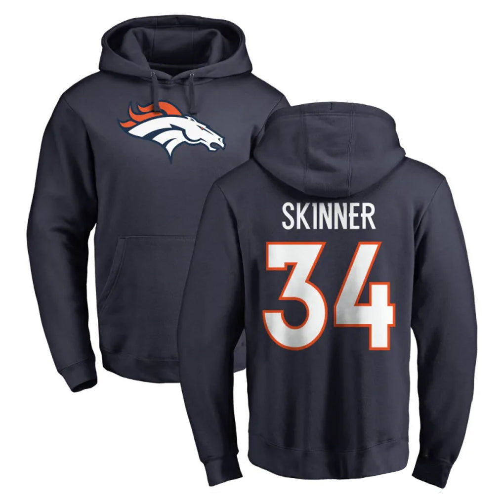 Parkc D.Broncos #34 JL Skinner Player Navy Pullover Hoodie Limited Stitched Jerseys