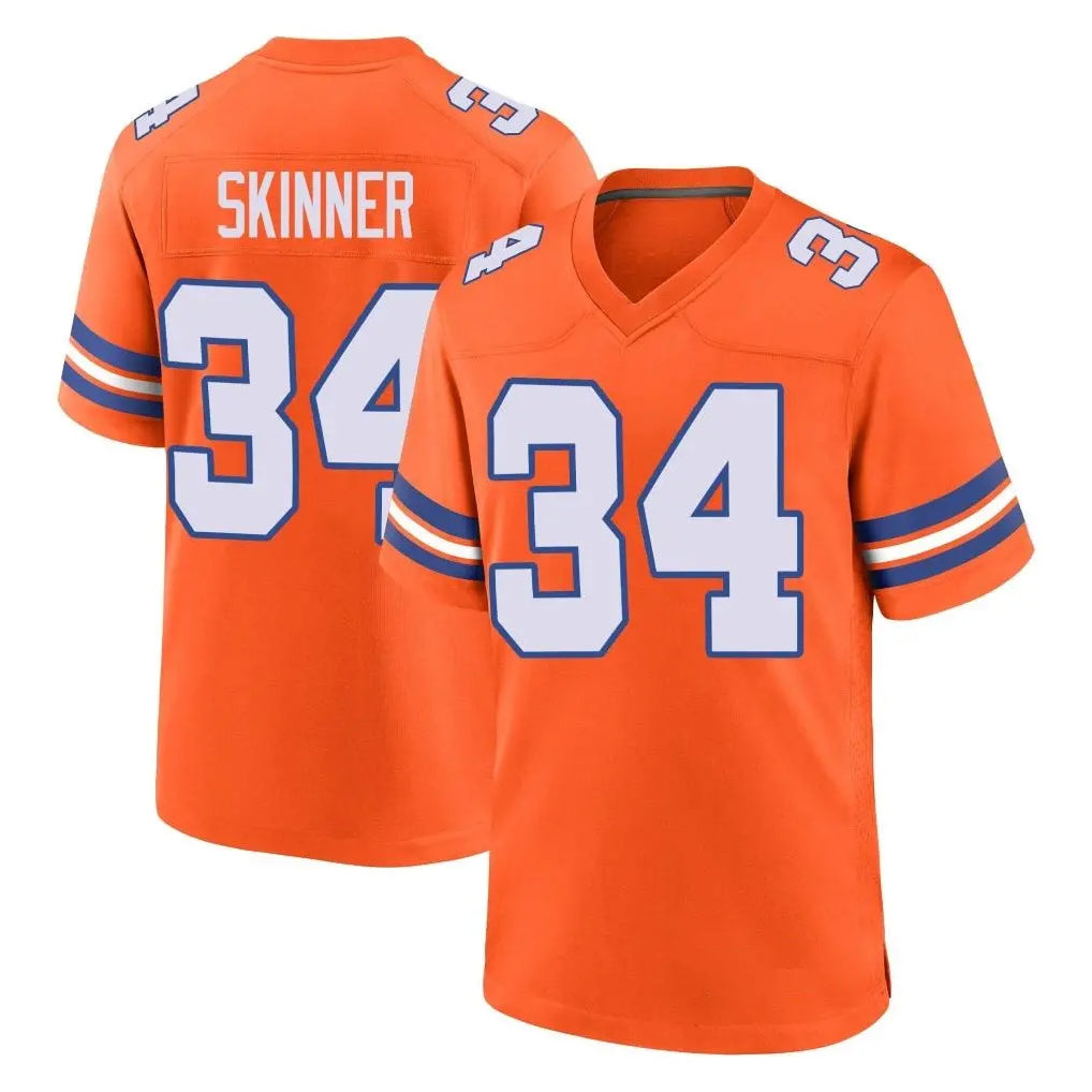 Parkc D.Broncos #34 JL Skinner Player Orange Alternate Collection Throwback Game Stitched Jerseys