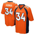 Parkc D.Broncos #34 JL Skinner Player Orange Color Home Game Stitched Jerseys