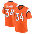 Parkc D.Broncos #34 JL Skinner Player Orange Home Game Stitched Jerseys
