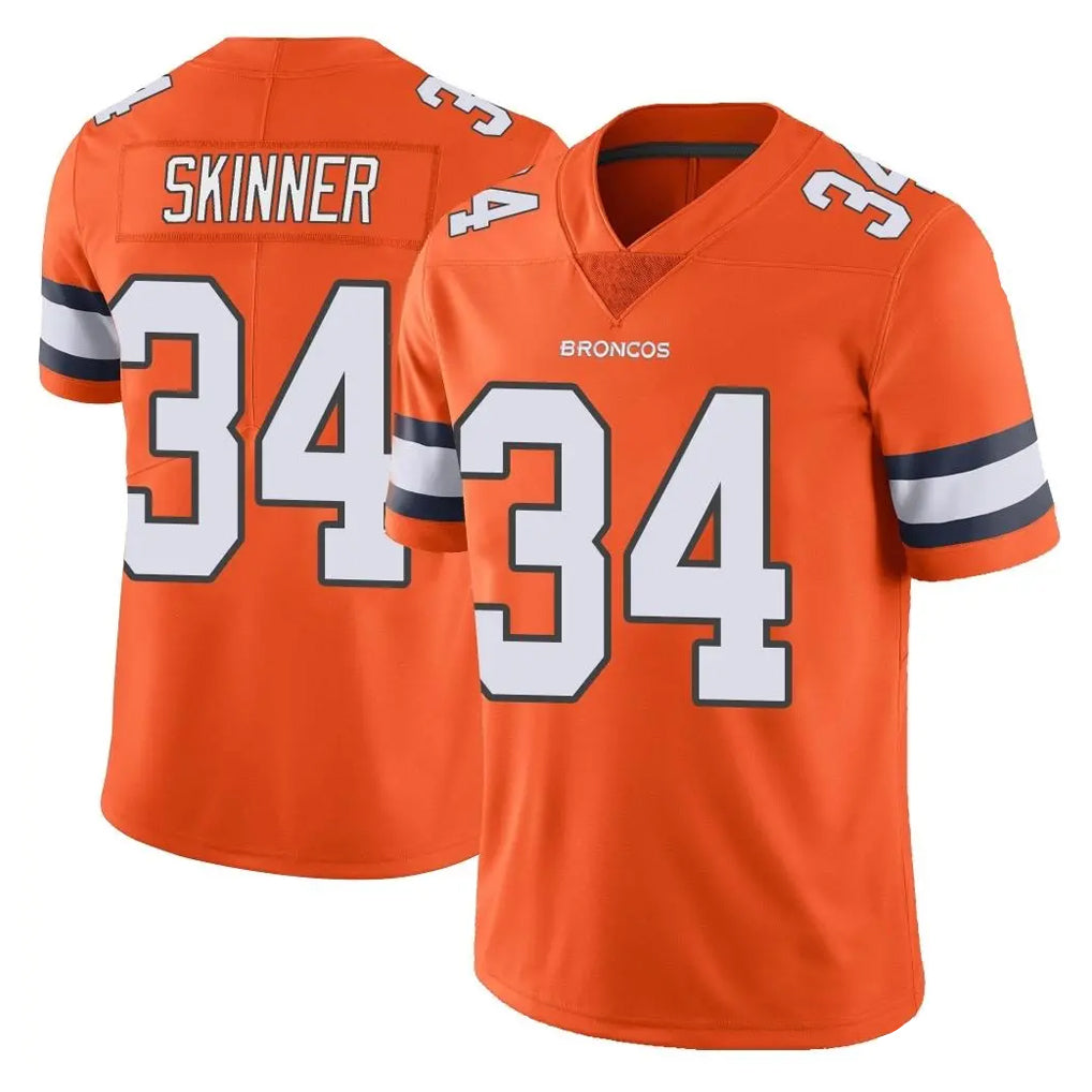 Parkc D.Broncos #34 JL Skinner Player Orange Vapor Untouchable Limited Home Game Stitched Jerseys