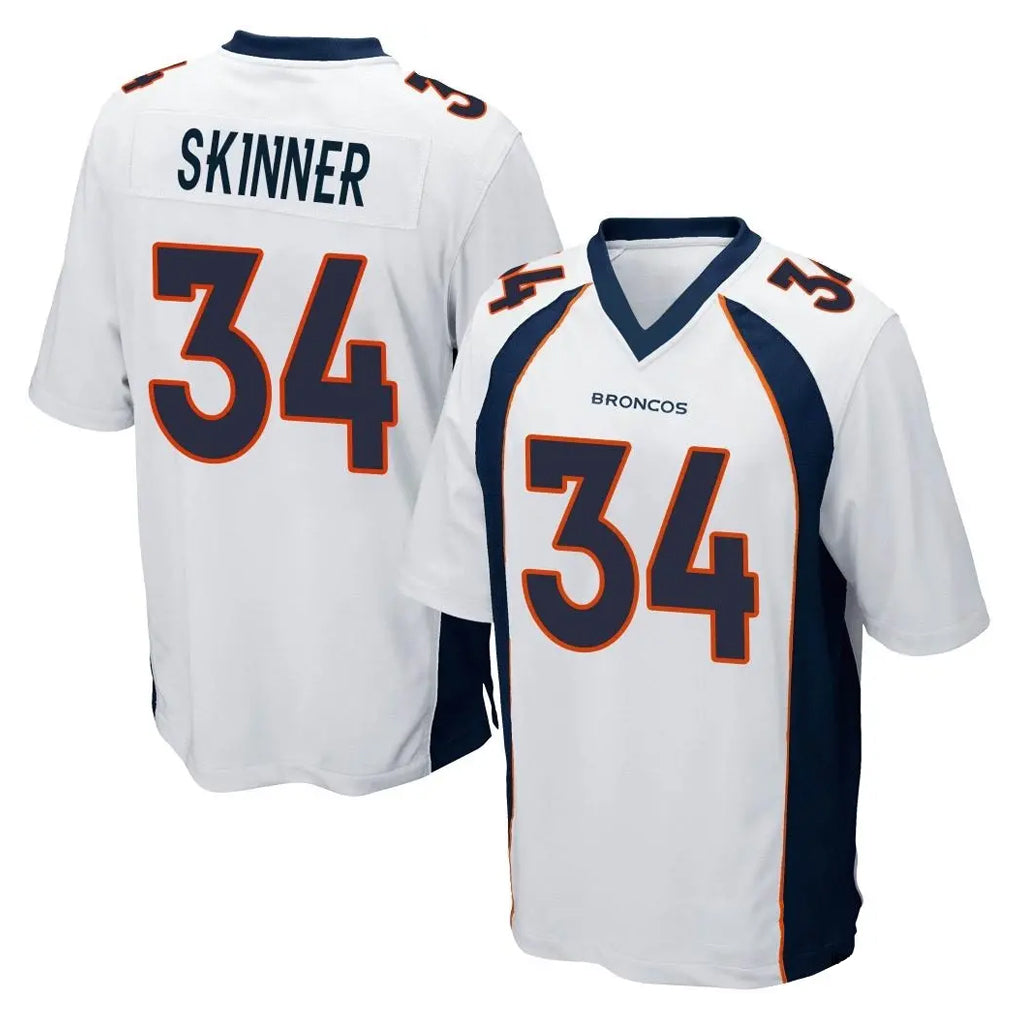 Parkc D.Broncos #34 JL Skinner Player White Game Stitched Jerseys