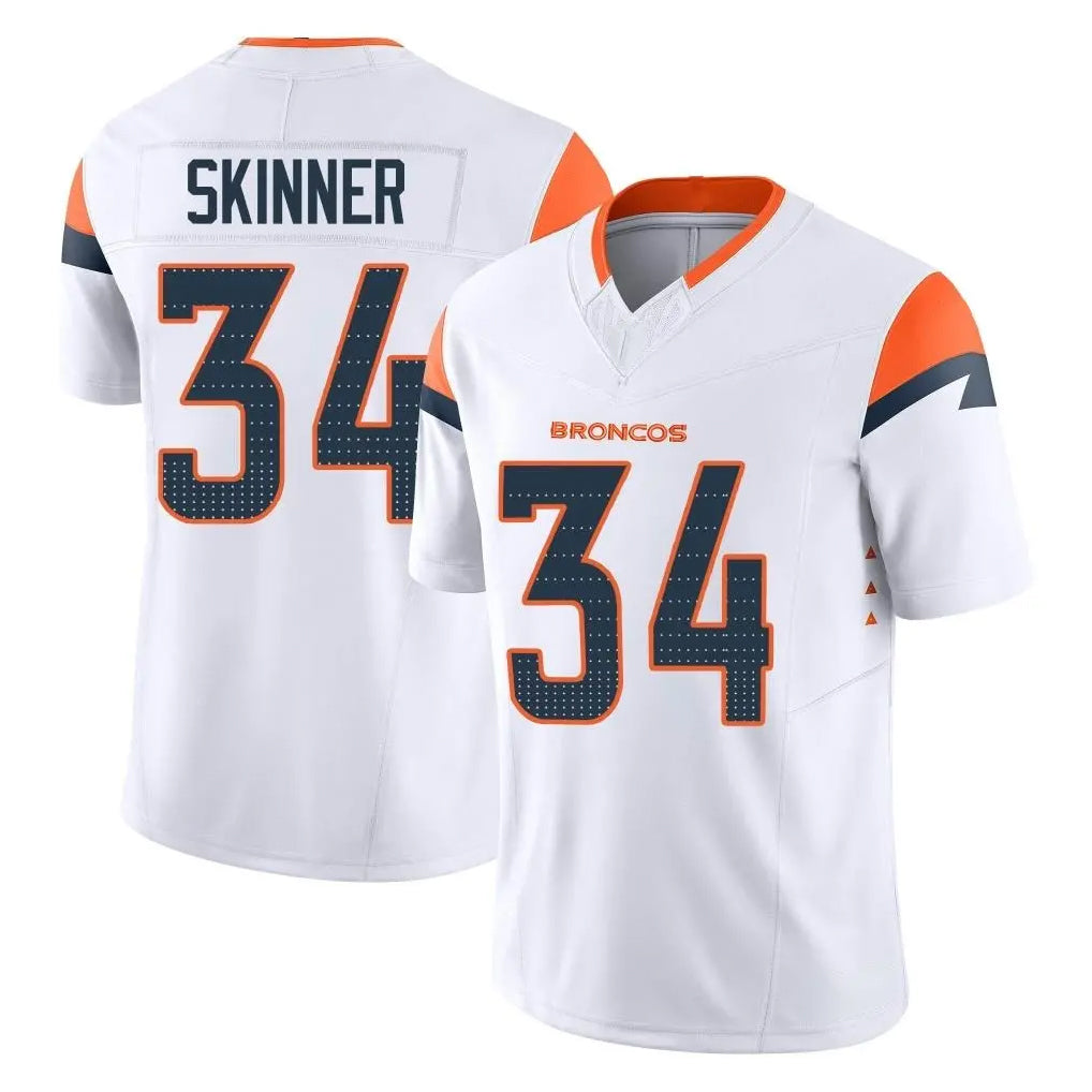 Parkc D.Broncos #34 JL Skinner Player White Limited Vapor F.U.S.E. Home Game Stitched Jerseys