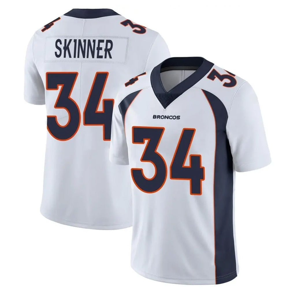 Parkc D.Broncos #34 JL Skinner Player White Vapor Untouchable Limited Home Game Stitched Jerseys