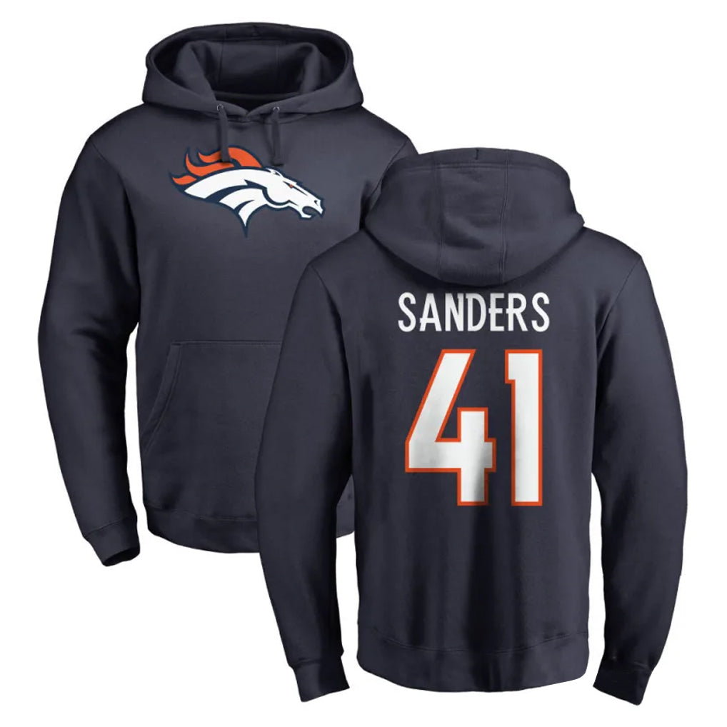 Parkc D.Broncos #41 Drew Sanders Player Navy Pullover Hoodie Limited Stitched Jerseys