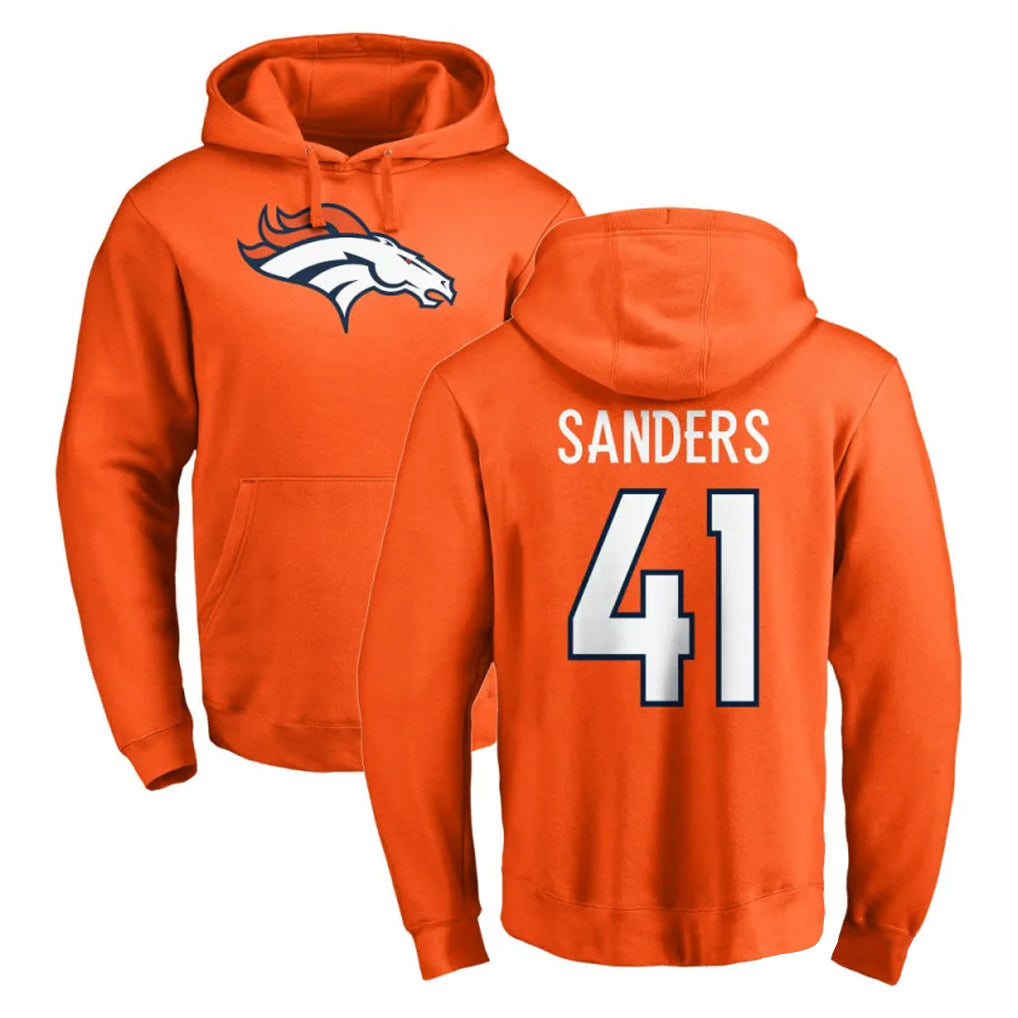Parkc D.Broncos #41 Drew Sanders Player Orange Pullover Hoodie Limited Stitched Jerseys
