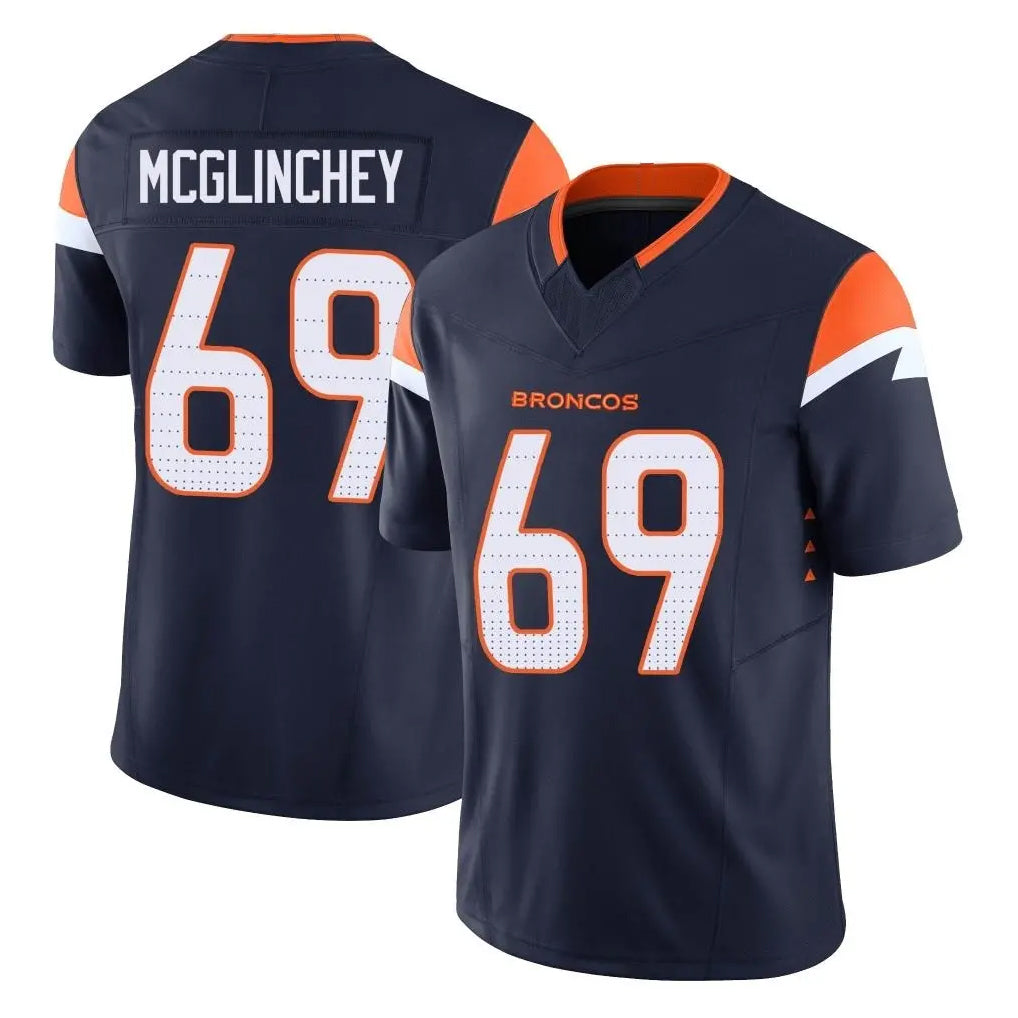 Parkc D.Broncos #69 Mike McGlinchey Player Navy Limited Vapor F.U.S.E. Home Game Stitched Jerseys