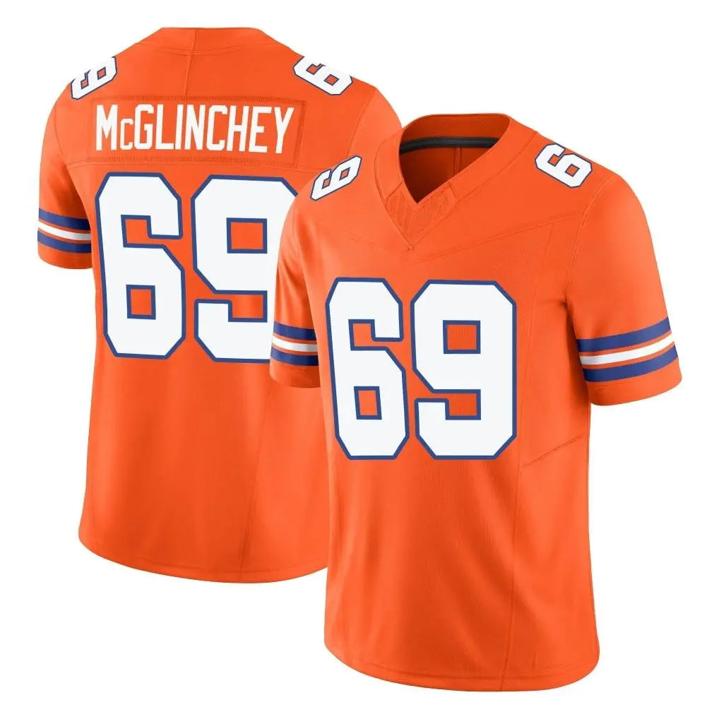 Parkc D.Broncos #69 Mike McGlinchey Player Orange Limited Alternate Vapor F.U.S.E. Throwback Game Stitched Jerseys